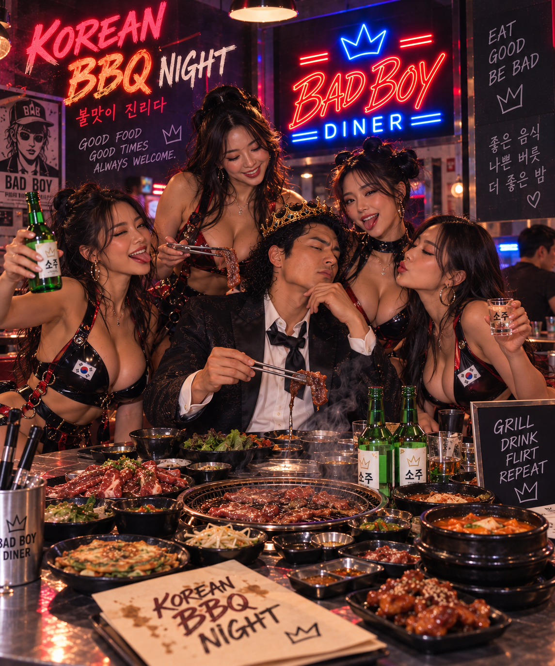 Korean BBQ Night at Bad Boy Diner -- grill, drink, flirt, repeat
