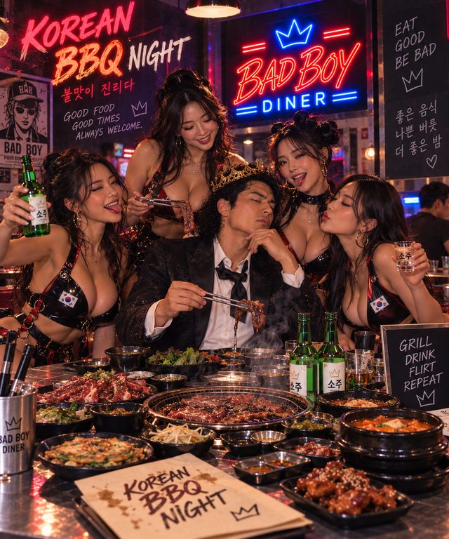 Korean BBQ Night at Bad Boy Diner -- grill, drink, flirt, repeat